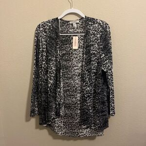 Dressbarn Black and White Open-Front Cardigan